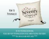 70th Birthday Gift for Women - Personalised Cushion Age Seventy Floral Design BGA70