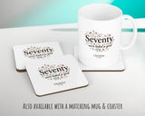 70th Birthday Gift for Women - Personalised Cushion Age Seventy Floral Design BGA70