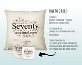 70th Birthday Gift for Women - Personalised Cushion Age Seventy Floral Design BGA70