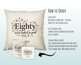 80th Birthday Gift for Women - Personalised Cushion Age Eighty Floral Design BGA80