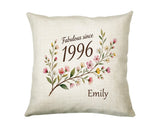 30th Birthday Gift for Women - Personalised Cushion Age Thirty Floral Design BGD30