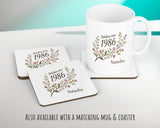 40th Birthday Gift for Women - Personalised Cushion Age Forty Floral Design BGD40