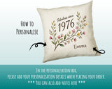 50th Birthday Gift for Women - Personalised Cushion Age Fifty Floral Design BGA50