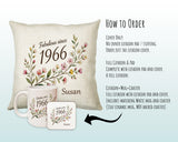 60th Birthday Gift for Women - Personalised Cushion Age Sixty Floral Design BGD60