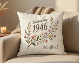80th Birthday Gift for Women - Personalised Cushion Age Eighty Floral Design BGD80