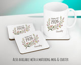 100th Birthday Gift for Women - Personalised Cushion One Hundred Floral Design BGD100