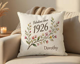 100th Birthday Gift for Women - Personalised Cushion One Hundred Floral Design BGD100