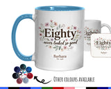 80th Birthday Gift for Her Women - Personalised Coffee Mug Coaster Eighty Floral Design BGA80