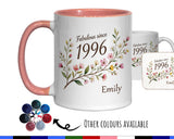 30th Birthday Gift for Her Women - Personalised Coffee Mug Coaster Thirty Floral Design BGD30