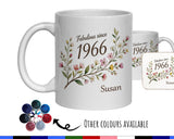 60th Birthday Gift for Her Women - Personalised Coffee Mug Coaster Sixty Floral Design BGD60