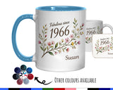 60th Birthday Gift for Her Women - Personalised Coffee Mug Coaster Sixty Floral Design BGD60