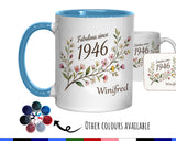 80th Birthday Gift for Her Women - Personalised Coffee Mug Coaster Eighty Floral Design BGD80