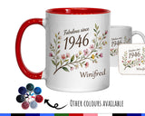 80th Birthday Gift for Her Women - Personalised Coffee Mug Coaster Eighty Floral Design BGD80