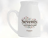 70th Birthday Gift for Her Women - Small Personalised Flower Vase 70 Floral Design BGA70