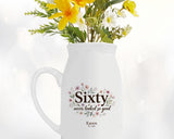 60th Birthday Gift for Her Women - Small Personalised Flower Vase 60 Floral Design BGA60