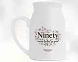 90th Birthday Gift for Her Women - Small Personalised Flower Vase 90 Floral Design BGA90