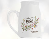 40th Birthday Gift for Her Women - Small Personalised Flower Vase 40 Floral Design BGD40
