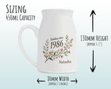 40th Birthday Gift for Her Women - Small Personalised Flower Vase 40 Floral Design BGD40