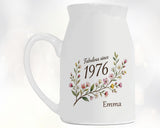 50th Birthday Gift for Her Women - Small Personalised Flower Vase 50 Floral Design BGD50