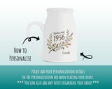 70th Birthday Gift for Her Women - Small Personalised Flower Vase 70 Floral Design BGD70