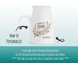 80th Birthday Gift for Her Women - Small Personalised Flower Vase 80 Floral Design BGD80