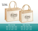 40th Birthday Gift For Women - Personalised Jute Tote Bag Floral - Forty Shopping Bag BGA40