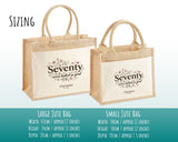 70th Birthday Gift For Women - Personalised Jute Tote Bag Floral - Seventy Shopping Bag BGA70