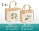 70th Birthday Gift For Women - Personalised Jute Tote Bag Floral - Seventy Shopping Bag BGD70