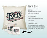 40th Birthday Gift for Men - Personalised Cushion Age 40 Masculine Vintage Design - Gift for Dad Husband Forty Never Looked So Good BGB40