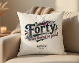 40th Birthday Gift for Men - Personalised Cushion Age 40 Masculine Vintage Design - Gift for Dad Husband Forty Never Looked So Good BGB40