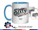 60th Birthday Gift for Men - Personalised Coffee Mug Coaster 60 Retro Vintage Design - Gift for Him Sixty Never Looked So Good BGB60