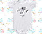 New Baby Gift Newborn Romper Gambled On A Fart Baby Expecting Mom Gift Baby Boy Baby Clothes Baby Shower Gift New Mum Dad Gift BB0056