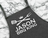 Personalised BBQ King Apron Fathers Day Custom Cooking Baking Apron Gifts For Him For Dad For Husband Mens Apron Barbecue Gift Idea AP0016