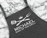 Personalised King of the Grill Apron Custom Cooking Baking Apron Gifts For Him For Dad For Husband Mens Apron Gift Idea AP0015