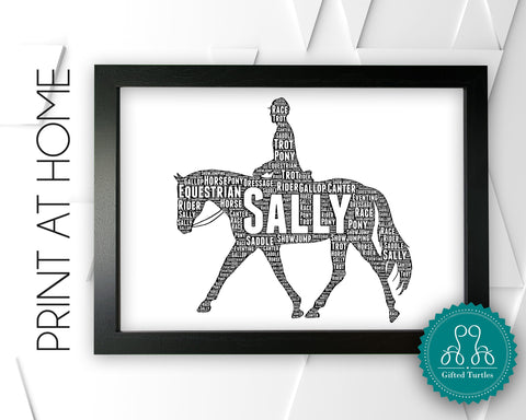 Personalised PRINTABLE Horse Rider Word Art Gift Horse Gifts Horse Rider Gift Horse Wall Art Wall Prints Digital Download Prints DDGC1306