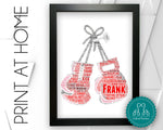Personalised PRINTABLE Boxing Gloves Word Art Gift Kickboxing Gifts Kickboxer Print Gift Wall Prints Wall Art Digital Download DDGC1023