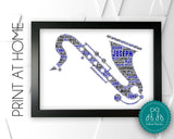 Personalised PRINTABLE Saxophone Word Art Gift Musician Gift Brass Instrument Wall Art Wall Prints Wall Art Digital Download Prints DDPG0041