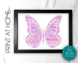 Personalised PRINTABLE Teacher Appreciation Word Art Gift Butterfly Gifts Photo Gifts Gift For Teachers Gift Digital Download Girls DDPG0955