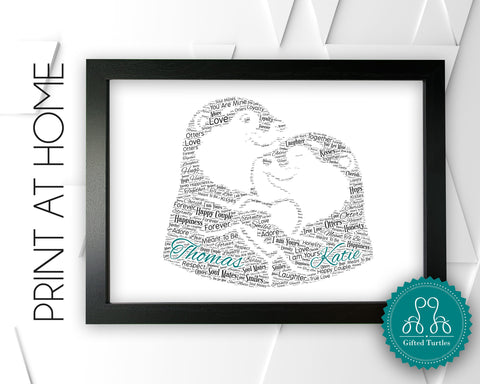 Personalised PRINTABLE Otters Valentines Day Gift For Him Or Her Otter Anniversary Couples Gift Word Art Digital Download Prints DDSC0095