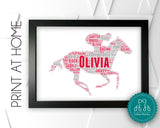 Personalised PRINTABLE Racing Horse Rider Gift For Equestrian Horse Riding Enthusiast - Race Horse Jockey Gift Digital Download DDSC0005