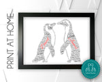 Personalised PRINTABLE Anniversary Gift For Him Or Her Word Art Penguins Gift Anniversary Gift Wall Art Wall Prints Gift Wall DDPG0937