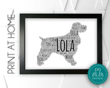 Personalised PRINTABLE Cocker Spaniel Dog For Pooch Dog Lover Gift Wall Prints Digital Download Prints DDGC1373