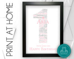 Personalised PRINTABLE 1st Birthday Gifts Word Art Wall Print - For Girls Gifts Wall Decor Custom Word Cloud Digital Download DDSC0193