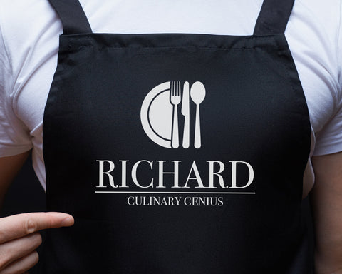 Personalised Mens Culinary Genius Barbecue BBQ Cooking Apron - Great Fathers Day Gift Idea AP0032