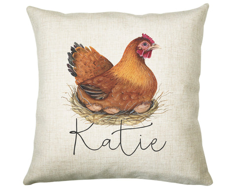Personalised Chicken Cushion Gift Printed Name Design Farm Bird Cushion Throw Pillow Gift For Mum Dad Friend Bedroom Birthday Gift CS145