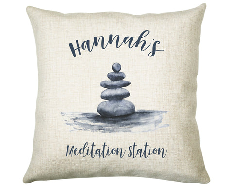 Personalised Meditation Station Yoga Cushion Gift Printed Name Design Cushion Throw Pillow Gift For Him Her Christmas Gift CS362