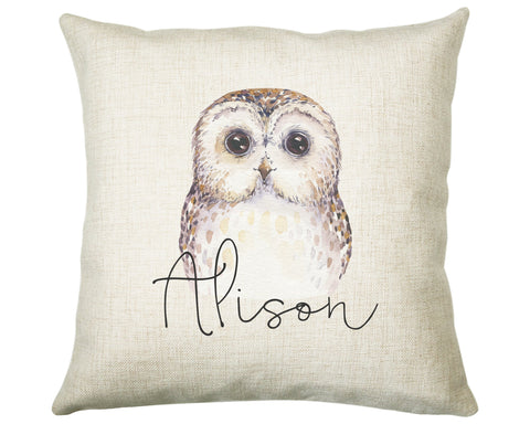 Personalised Owl Cushion Gift Printed Name Design - Cushion Throw Pillow Gift For Boys Nursery Bedroom Birthday Christmas Gift CS033