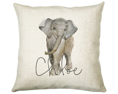 Personalised Elephant Giraffe Cushion Gift - Printed Name Design Safari Cushion Throw Pillow Gift Boy Girl Kids Bedroom Birthday Gift CS174