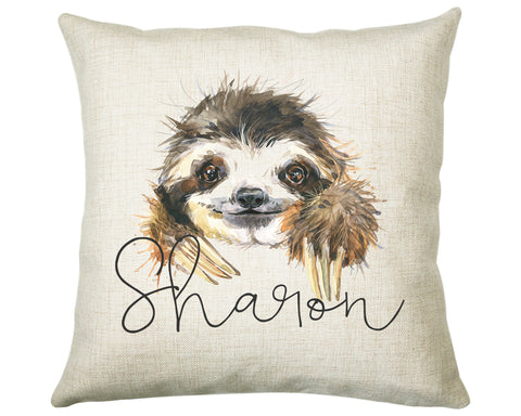 Personalised Sloth Cushion Gift Printed Name Design - Cushion Throw Pillow Gift For Mum Dad Friend Bedroom Birthday Christmas Gift CS079