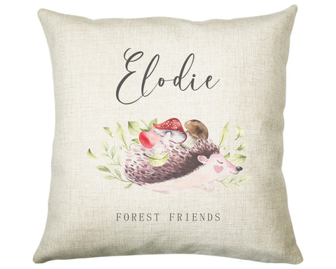 Personalised Hedgehog Cushion Gift Printed Name Design - Pillow Gift For Girls Boys Nursery Bedroom Decor Birthday Gift CS279